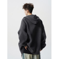 潮牌雙拉鍊針織開衫男冬季美式青少年運動毛衣高街慵懶風情侶外套