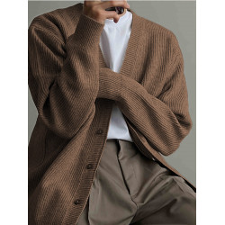 灰色針織衫秋冬男士新款純色簡約輕熟風開衫毛衣潮牌百搭休閒外套