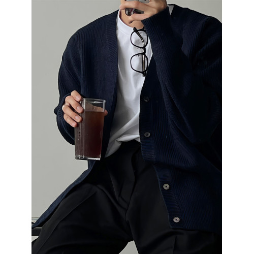 灰色針織衫秋冬男士新款純色簡約輕熟風開衫毛衣潮牌百搭休閒外套