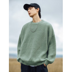 秋冬圓領基礎款毛衣休閒寬鬆百搭毛衫冬季情侶慵嬾風保暖針織衫男