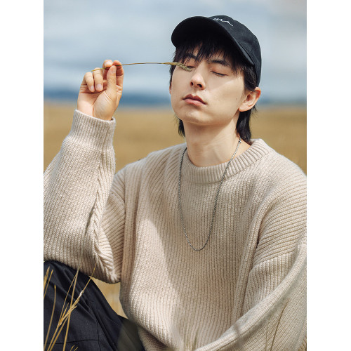 秋冬圓領基礎款毛衣休閒寬鬆百搭毛衫冬季情侶慵嬾風保暖針織衫男