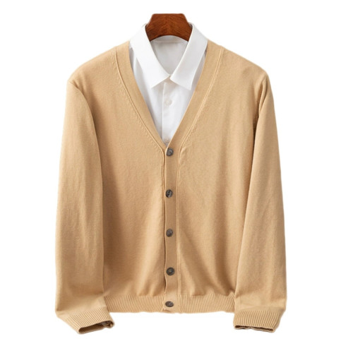 秋冬V領羊毛開衫男士大碼寬鬆休閒毛衣加厚修身絨衫針織衫羊毛衫