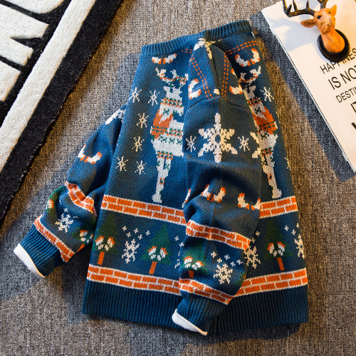 HPCP聖誕節卡通可愛麋鹿毛衣男潮牌秋冬季內搭加厚保暖情侶針織衫