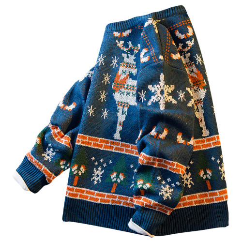 HPCP聖誕節卡通可愛麋鹿毛衣男潮牌秋冬季內搭加厚保暖情侶針織衫