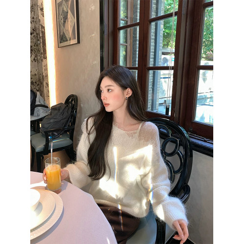 歐貨超好看立體花朵毛衣女秋冬大碼胖mm高級感寬松慵懶針織衫上衣