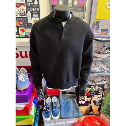 黑色亨利領毛衣男款冬季美式復古高級感針織衫cleanfit內搭打底衫