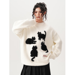 BWKA重磅馬海毛毛衣女男秋冬季潮牌寬松加厚針織衫慵懶風情侶上衣