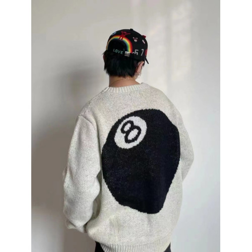 美式復古stu限定黑八台球毛衣男高街套頭馬海毛慵懶風針織衫上衣 美式復古stu限定黑八台球毛衣男高街套頭馬海毛慵懶風針織衫上衣