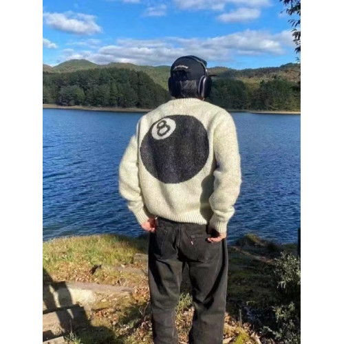 美式復古stu限定黑八台球毛衣男高街套頭馬海毛慵懶風針織衫上衣 美式復古stu限定黑八台球毛衣男高街套頭馬海毛慵懶風針織衫上衣