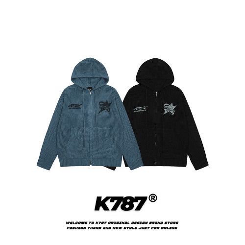 K787美式復古字母印花連帽衛衣男女oversize情侶外套慵懶拉鍊毛衣 K787美式復古字母印花連帽衛衣男女oversize情侶外套慵懶拉鍊毛衣
