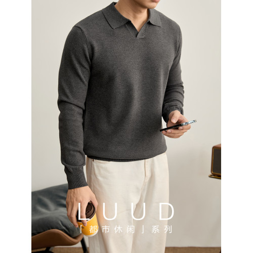 LUUD 親膚舒適綿羊毛混紡秋冬季海鷗領針織衫男時尚簡約翻領毛衣 LUUD 親膚舒適綿羊毛混紡秋冬季海鷗領針織衫男時尚簡約翻領毛衣