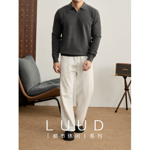 LUUD 親膚舒適綿羊毛混紡秋冬季海鷗領針織衫男時尚簡約翻領毛衣 LUUD 親膚舒適綿羊毛混紡秋冬季海鷗領針織衫男時尚簡約翻領毛衣