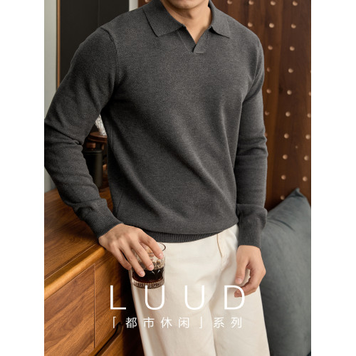 LUUD 親膚舒適綿羊毛混紡秋冬季海鷗領針織衫男時尚簡約翻領毛衣 LUUD 親膚舒適綿羊毛混紡秋冬季海鷗領針織衫男時尚簡約翻領毛衣