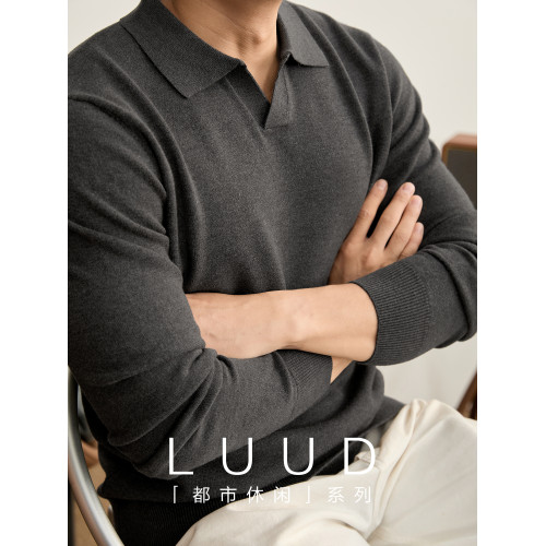 LUUD 親膚舒適綿羊毛混紡秋冬季海鷗領針織衫男時尚簡約翻領毛衣 LUUD 親膚舒適綿羊毛混紡秋冬季海鷗領針織衫男時尚簡約翻領毛衣