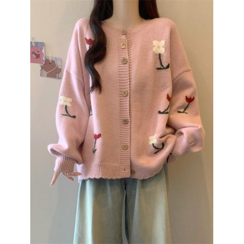 綠色針織開衫花朵毛衣外套女2025秋季新款大碼胖mm中長款減齡上衣 綠色針織開衫花朵毛衣外套女2025秋季新款大碼胖mm中長款減齡上衣