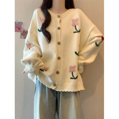 綠色針織開衫花朵毛衣外套女2025秋季新款大碼胖mm中長款減齡上衣 綠色針織開衫花朵毛衣外套女2025秋季新款大碼胖mm中長款減齡上衣