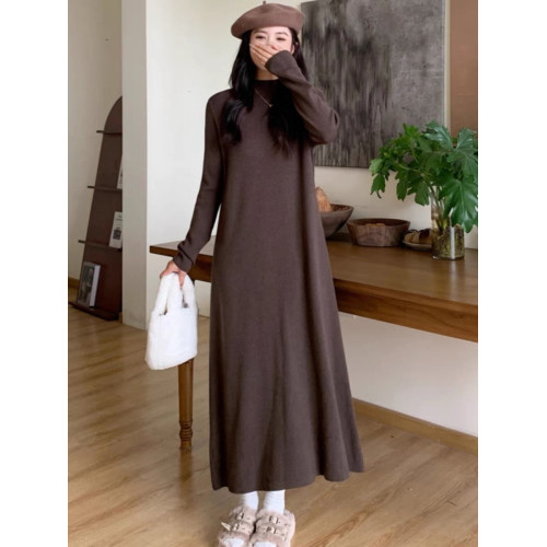 黑色半高領毛衣連衣裙女秋冬韓系過膝內搭中長款針織打底衫配大衣