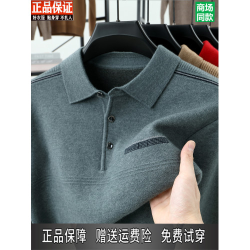 鄂爾多斯市男士翻領2025秋冬季新款羊毛衫百搭上衣中年爸爸裝毛衣