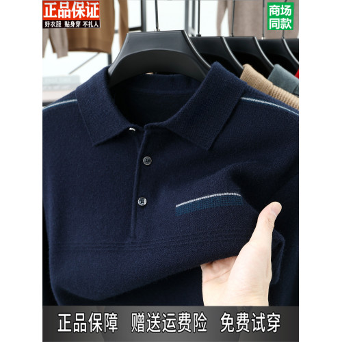 鄂爾多斯市男士翻領2025秋冬季新款羊毛衫百搭上衣中年爸爸裝毛衣