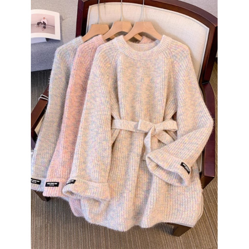 大碼高級感軟糯慵懶毛衣女秋冬2025新款胖妹妹寬松針織中長款上衣