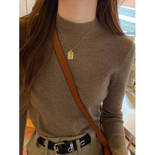 半高領打底衫內搭毛衣女秋冬高級感修身顯瘦針織上衣2025新款爆款