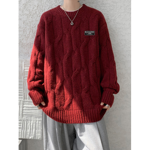 淺藍色軟糯慵懶風毛衣男款秋冬季大碼上衣服麻花重工青少年針織衫