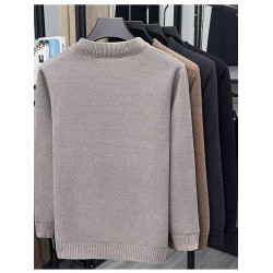 冬季新款男士加絨加厚雪尼爾毛衣男圓領針織衫保暖上衣套頭打底衫