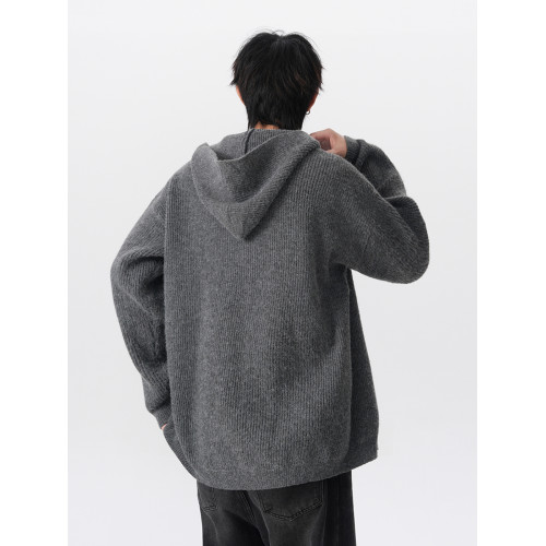 美式針織開衫外套男秋冬季潮牌cleanfit慵懶風毛衣高級感連帽外套 美式針織開衫外套男秋冬季潮牌cleanfit慵懶風毛衣高級感連帽外套