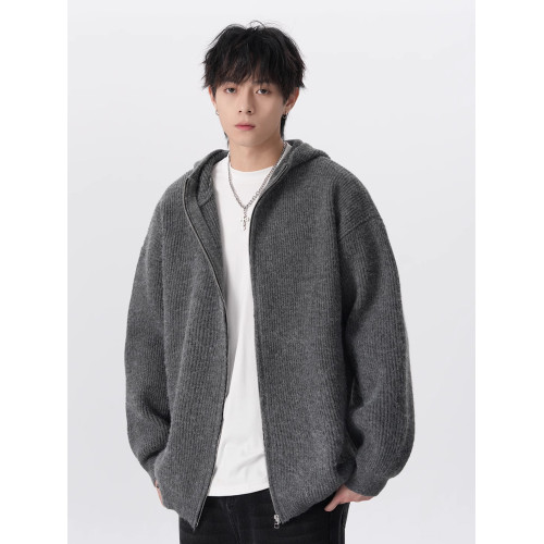 美式針織開衫外套男秋冬季潮牌cleanfit慵懶風毛衣高級感連帽外套 美式針織開衫外套男秋冬季潮牌cleanfit慵懶風毛衣高級感連帽外套