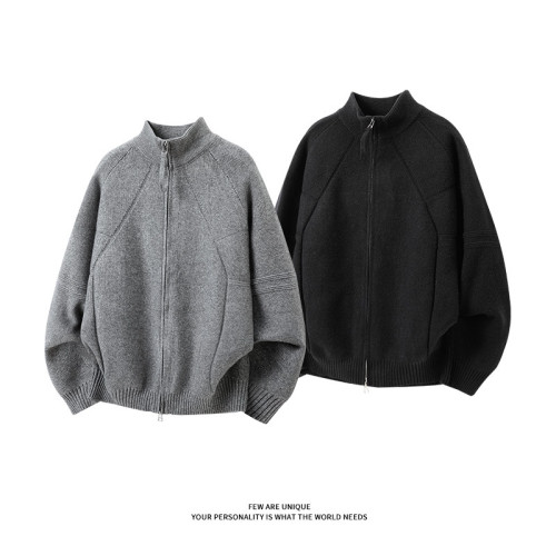 NewDecay 韓系新款立領雙拉鍊毛衣男cleanfit灰色針織開衫外套潮 NewDecay 韓系新款立領雙拉鍊毛衣男cleanfit灰色針織開衫外套潮