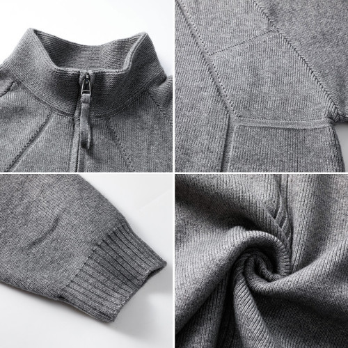 NewDecay 韓系新款立領雙拉鍊毛衣男cleanfit灰色針織開衫外套潮 NewDecay 韓系新款立領雙拉鍊毛衣男cleanfit灰色針織開衫外套潮