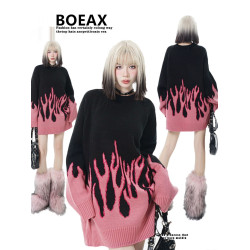 BOEAX潮牌高街設計感撞色針織毛衣男女ins漸變歐美街頭風oversize