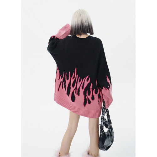 BOEAX潮牌高街設計感撞色針織毛衣男女ins漸變歐美街頭風oversize