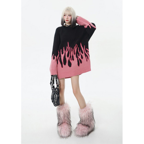 BOEAX潮牌高街設計感撞色針織毛衣男女ins漸變歐美街頭風oversize