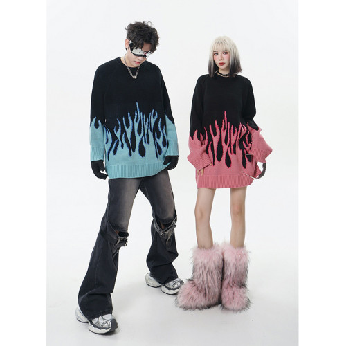 BOEAX潮牌高街設計感撞色針織毛衣男女ins漸變歐美街頭風oversize