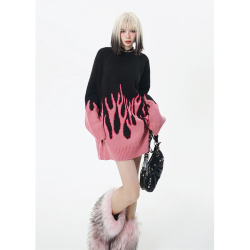 BOEAX潮牌高街設計感撞色針織毛衣男女ins漸變歐美街頭風oversize