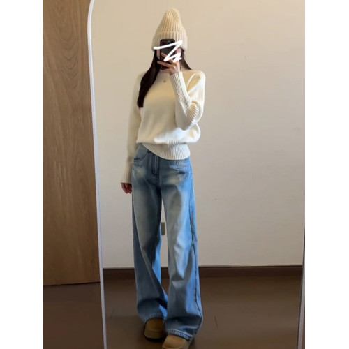 2025新款慵懶高級感白色高領毛衣女秋冬季加厚針織內搭打底衫上衣