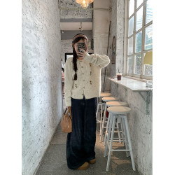 溫柔風毛衣開衫女2025秋冬新款韓系甜美軟糯百搭寬松減齡上衣外套