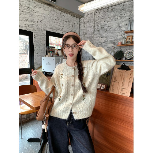 溫柔風毛衣開衫女2025秋冬新款韓系甜美軟糯百搭寬松減齡上衣外套