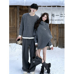 情侶裝2025新款設計感法式慵懶風毛衣ins超火不規則寬松針織上衣