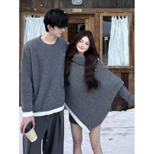 情侶裝2025新款設計感法式慵懶風毛衣ins超火不規則寬松針織上衣