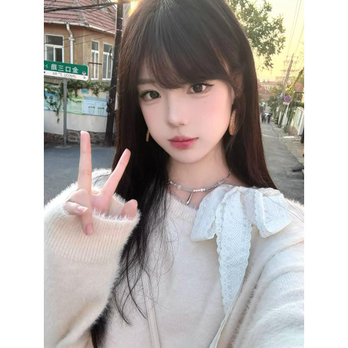 軟糯糯蝴蝶露肩毛衣女秋冬新款設計感拼接寬松慵懶風氣質針織上衣