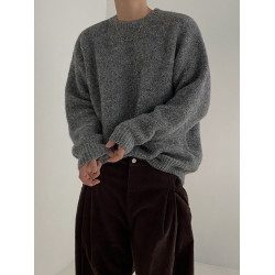 MRCYC馬海毛針織衫男士秋季韓系潮流慵懶風套頭毛衣寬松圓領上衣