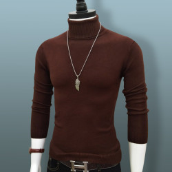 高領毛衣男裝韓版休閒針織衫翻領純黑色秋冬季厚款大碼打底衫保暖