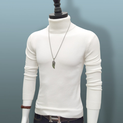 高領毛衣男裝韓版休閒針織衫翻領純黑色秋冬季厚款大碼打底衫保暖