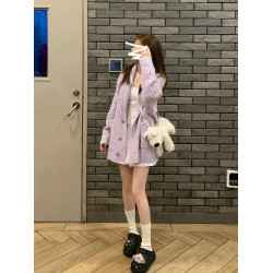 紫色麻花毛衣女秋冬季2025新款溫柔風慵懶高級感加厚針織開衫外套