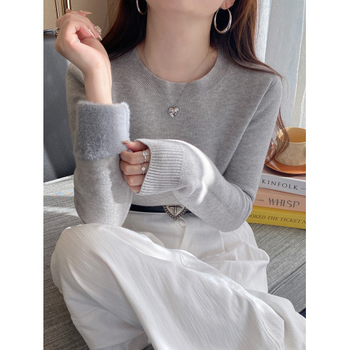 加絨打底衫女2025新款秋冬圓領毛衣加厚保暖低領內搭冬季針織上衣