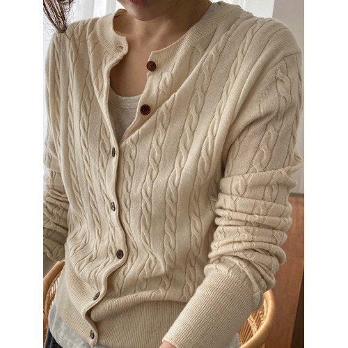 麻花毛衣外套女針織衫2025春秋新款圓領外搭開衫秋冬內搭打底上衣