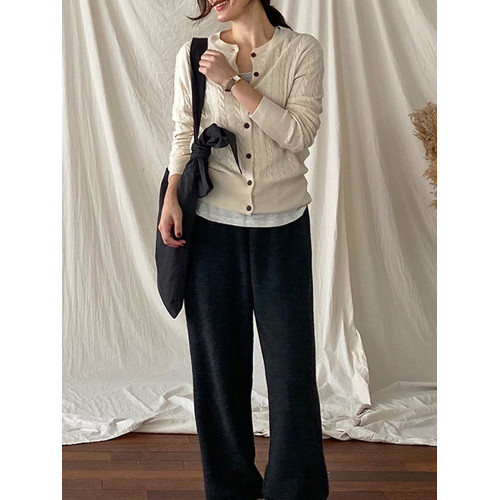 麻花毛衣外套女針織衫2025春秋新款圓領外搭開衫秋冬內搭打底上衣