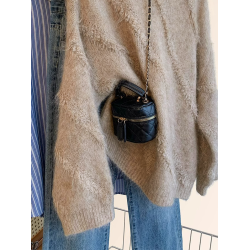 美拉德羊駝毛套頭毛衣女秋冬季加厚寬松慵懶歐貨羊駝絨打底針織衫